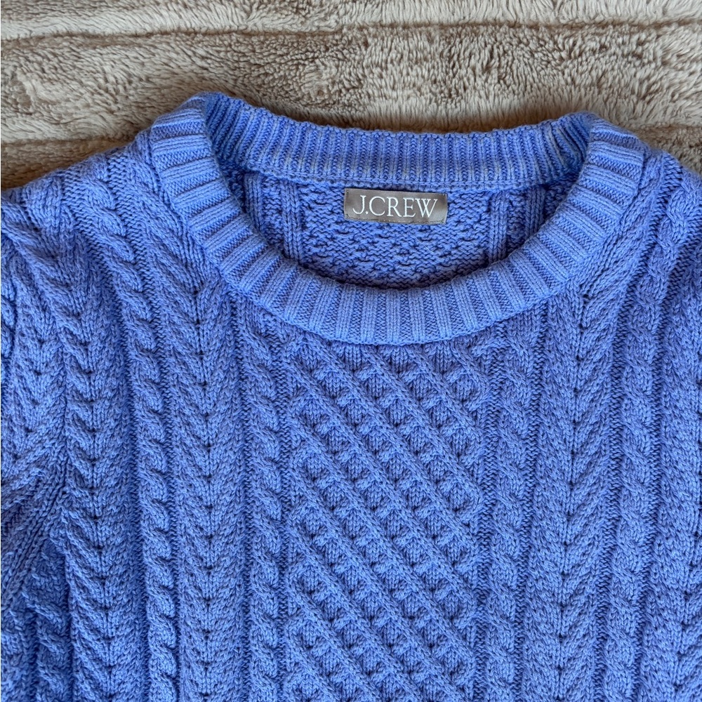 J. Crew Women's Bright Lavender Cozy Cableknit Sweater - Picture 2 of 6